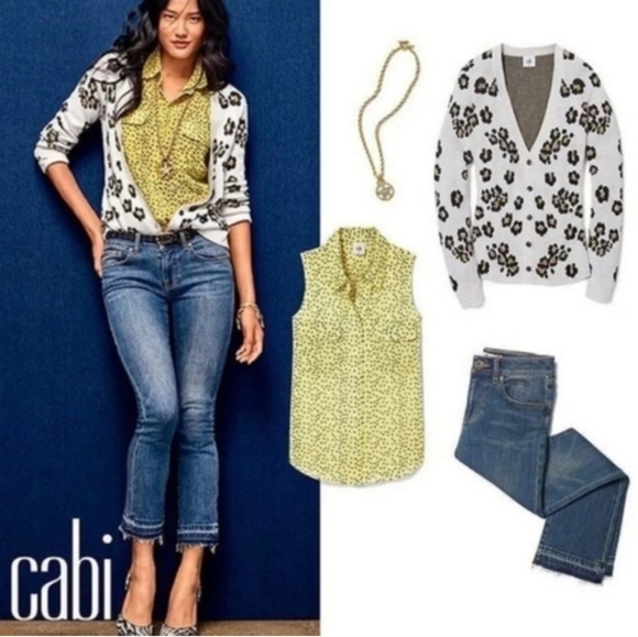 Cabi Viola Daisy Print Sleeveless Yellow  Collared Blouse - Picture 2 of 10